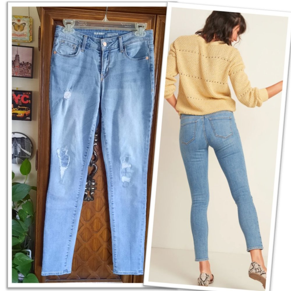 Old Navy Mid-Rise ROCKSTAR Distressed Skinny Jeans - Size 4